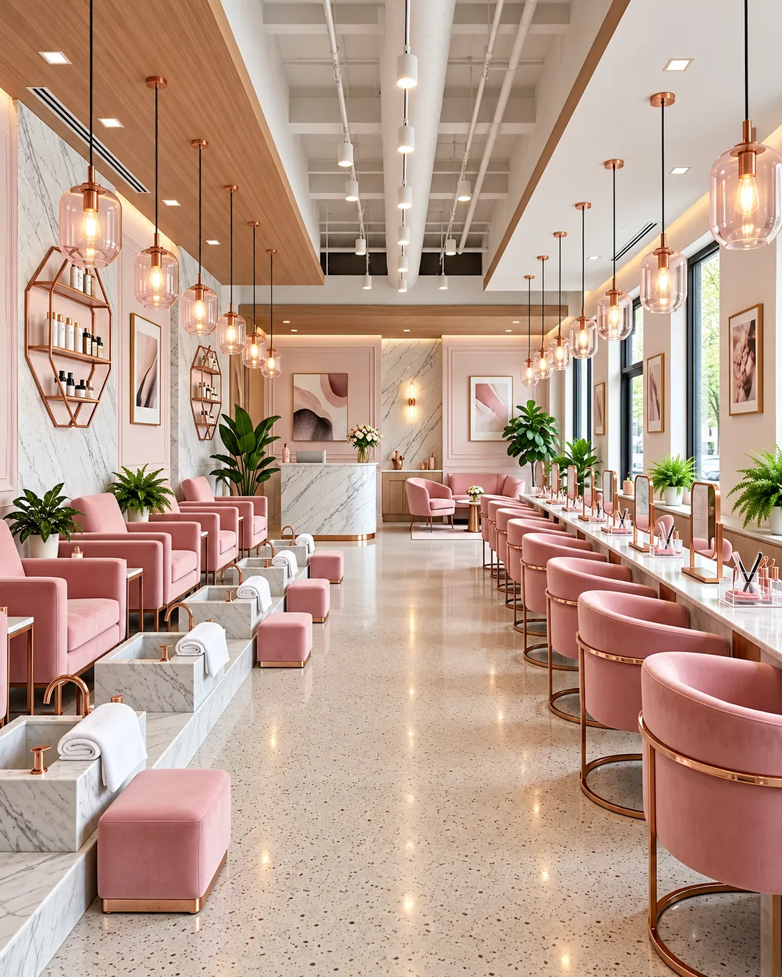 Nail salon interior and spa setting