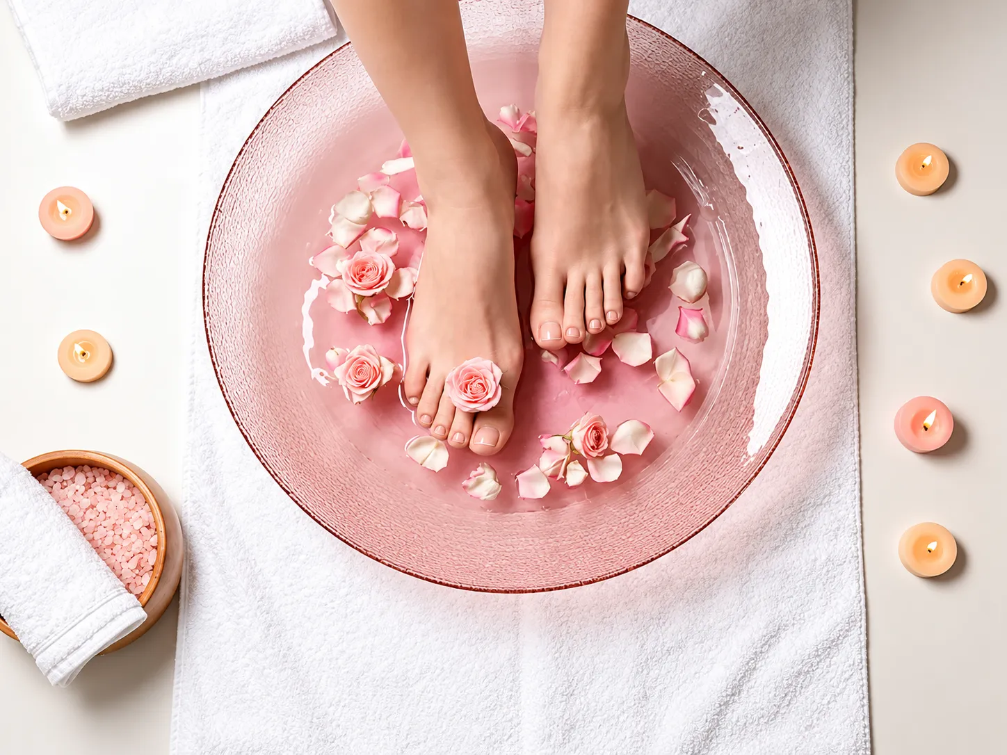Bomb Spa pedicure products and spa-inspired setting