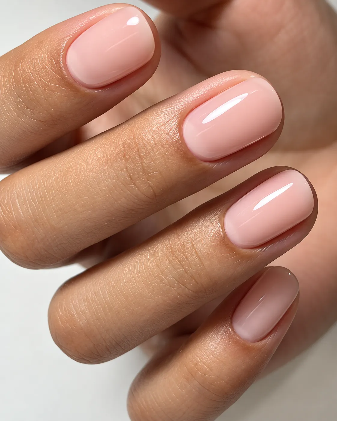Natural manicure with glossy nail polish