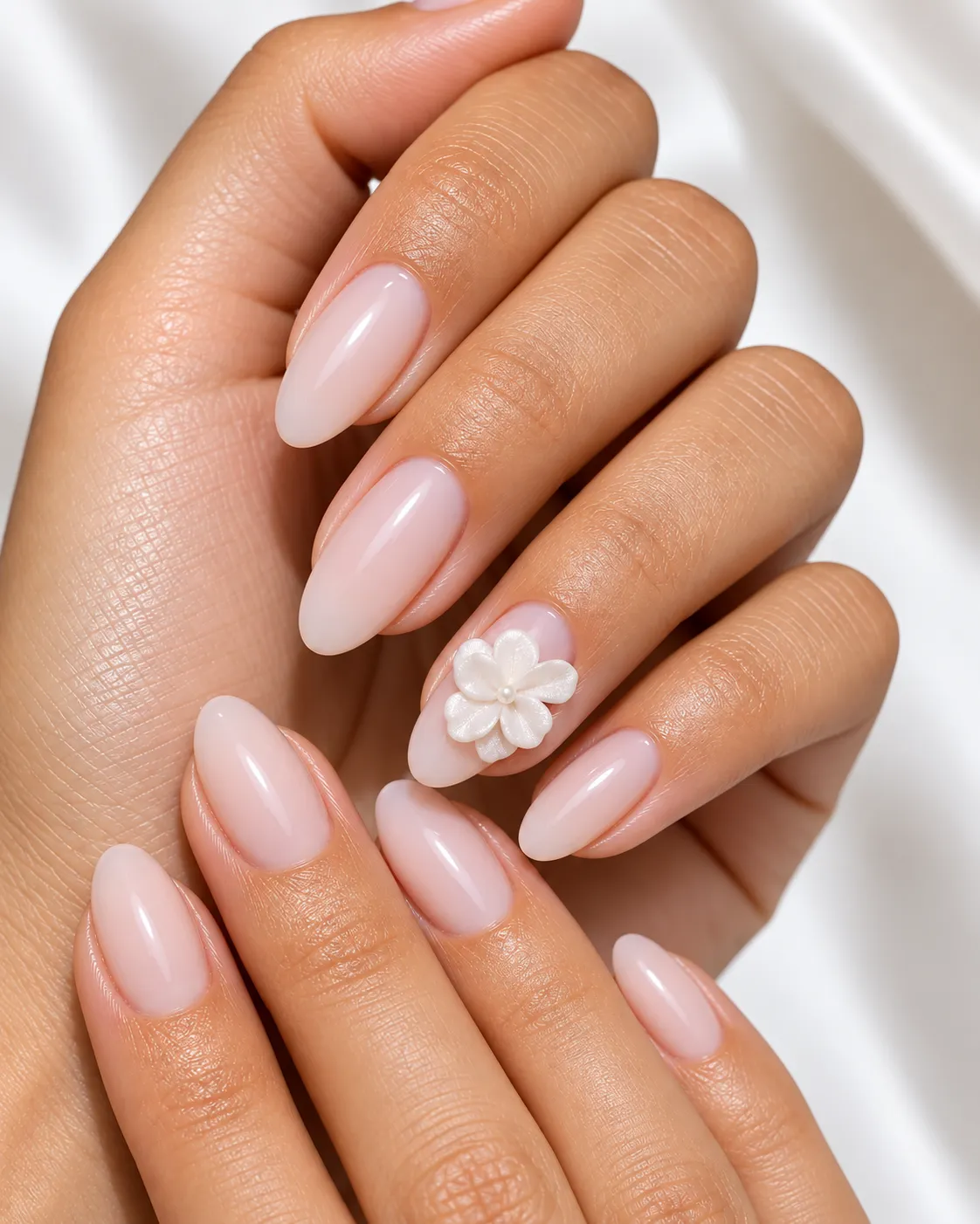 Gel-X nail design in soft pink tones