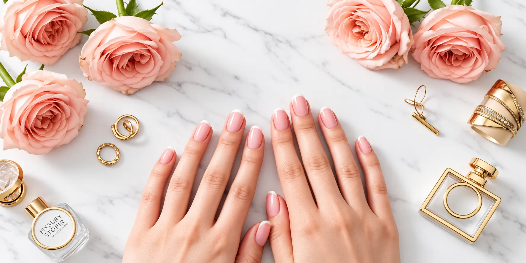 Elegant manicure with soft pink nail polish