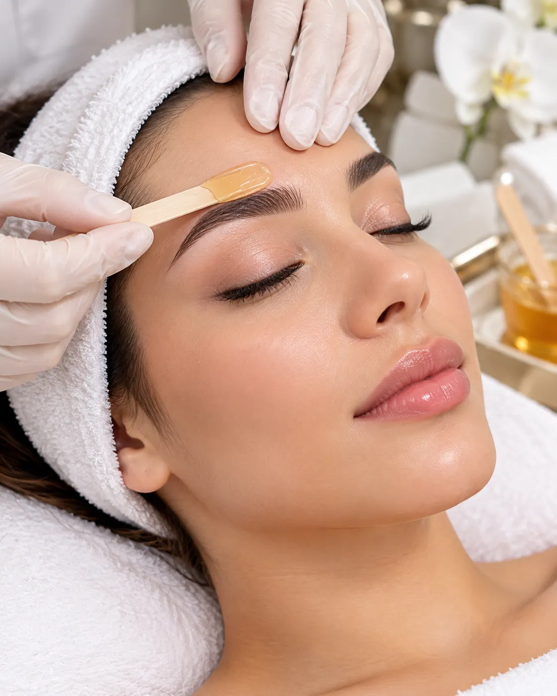 Beauty studio eyebrow waxing treatment illustration